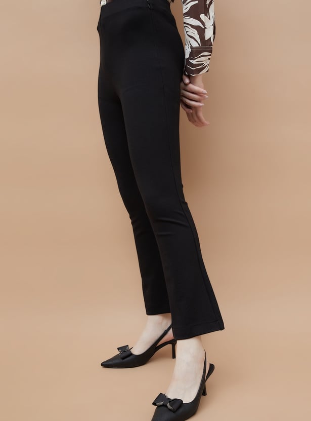 CODE Solid Flared Trousers