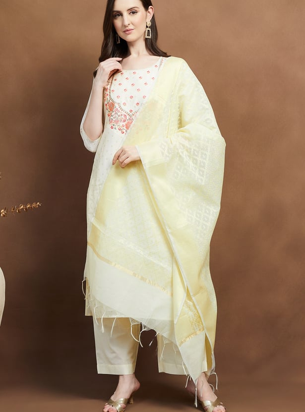 MELANGE Woven Design Dupatta with Tassels