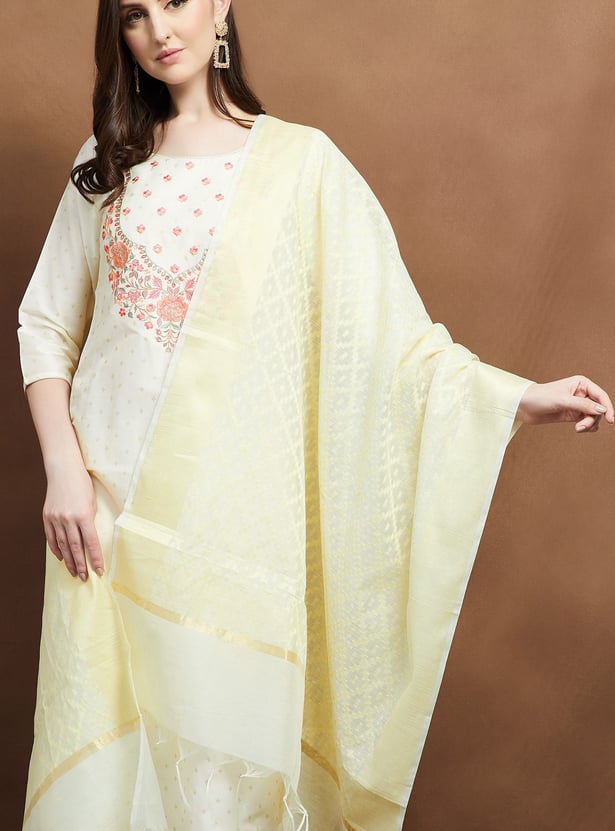 MELANGE Woven Design Dupatta with Tassels