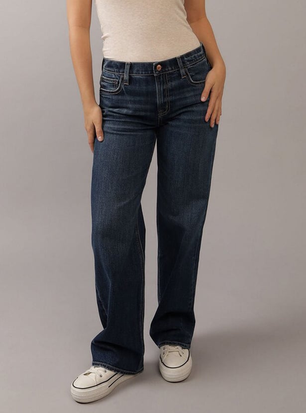AMERICAN EAGLE Whiskered High-Waist Stovepipe Jeans (Straight)