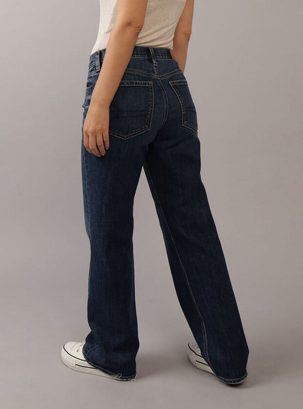 AMERICAN EAGLE Whiskered High-Waist Stovepipe Jeans (Straight)