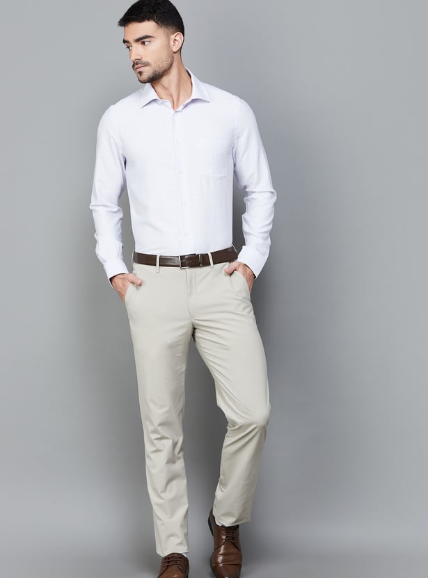 LOUIS PHILIPPE Solid Slim Straight Formal Trousers