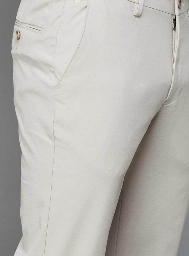 LOUIS PHILIPPE Solid Slim Straight Formal Trousers