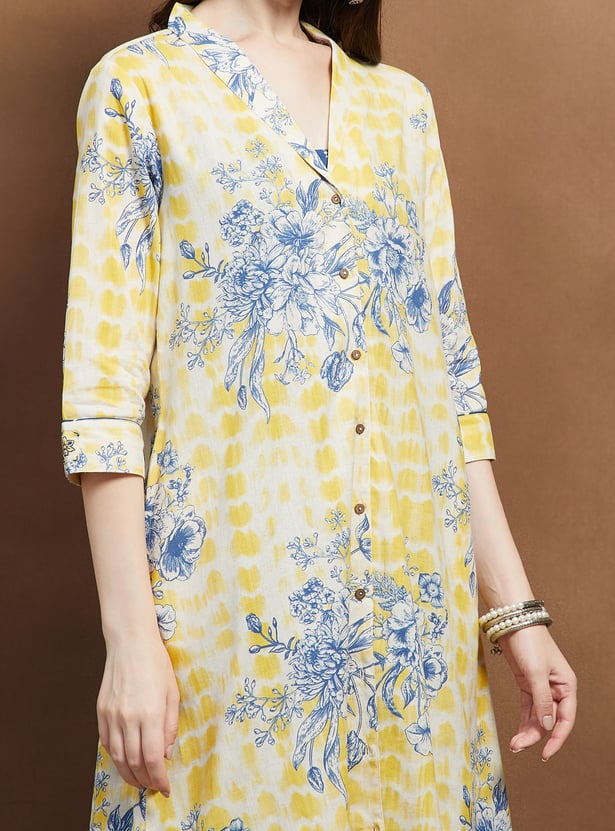 MELANGE A-line Kurta with Floral Print Jacket