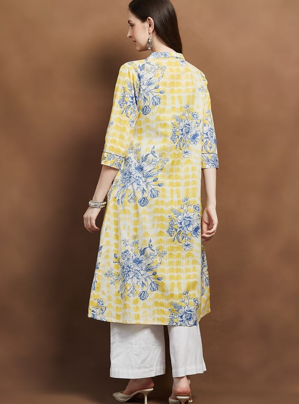 MELANGE A-line Kurta with Floral Print Jacket