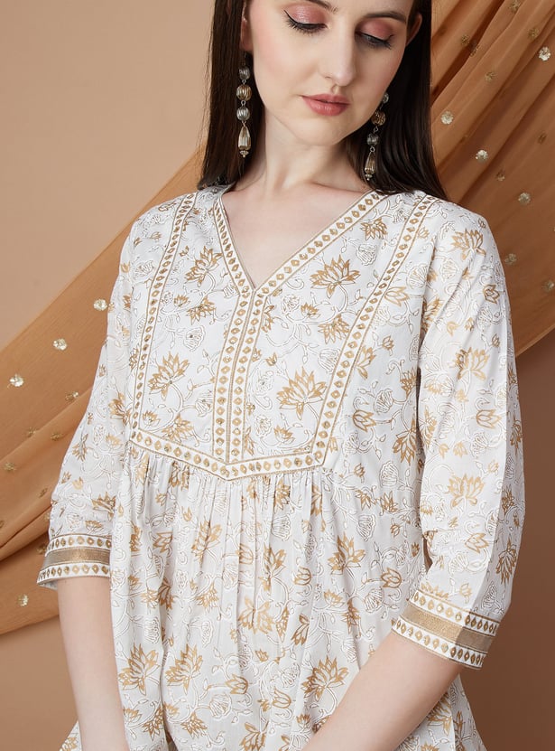 MELANGE Floral Foil Print Tunic