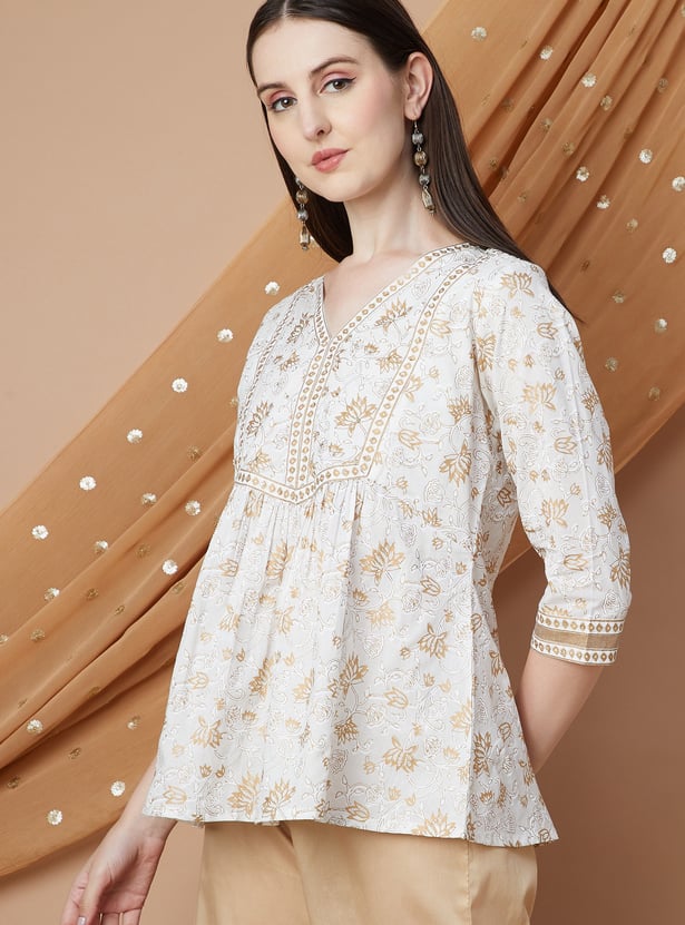 MELANGE Floral Foil Print Tunic