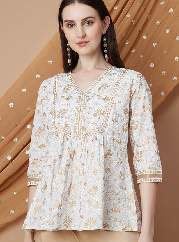 MELANGE Floral Foil Print Tunic