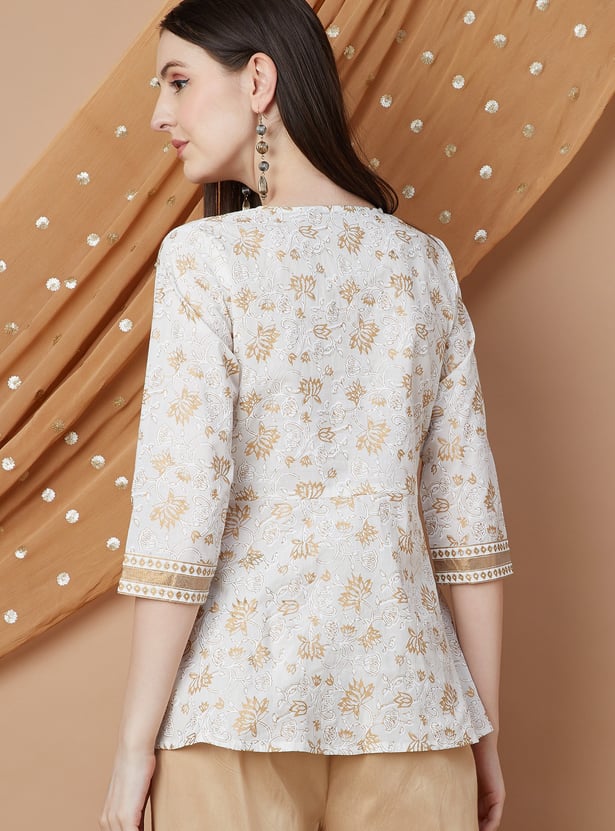 MELANGE Floral Foil Print Tunic