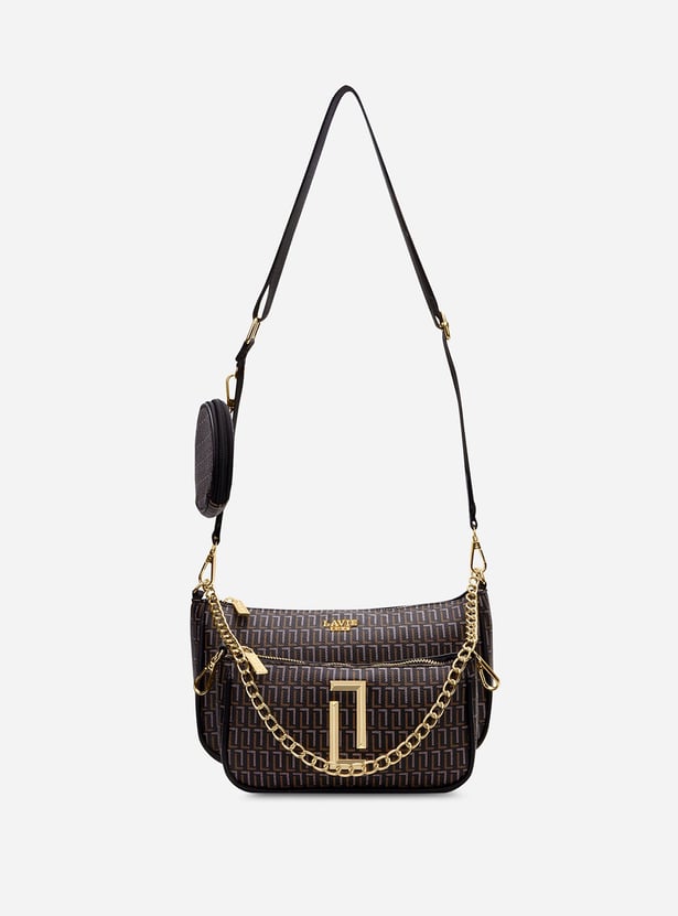 LAVIE LUXE Monogram Print Sling Bag with Coin Pocket