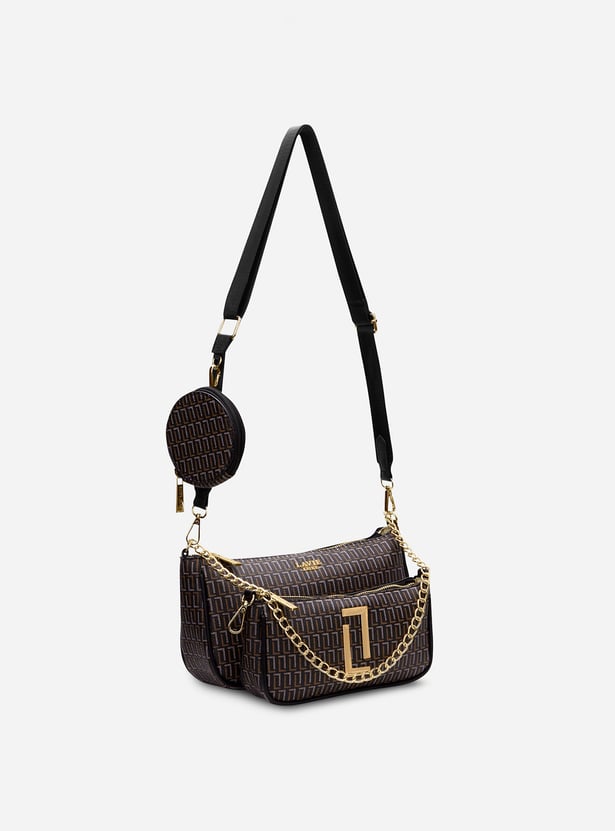 LAVIE LUXE Monogram Print Sling Bag with Coin Pocket
