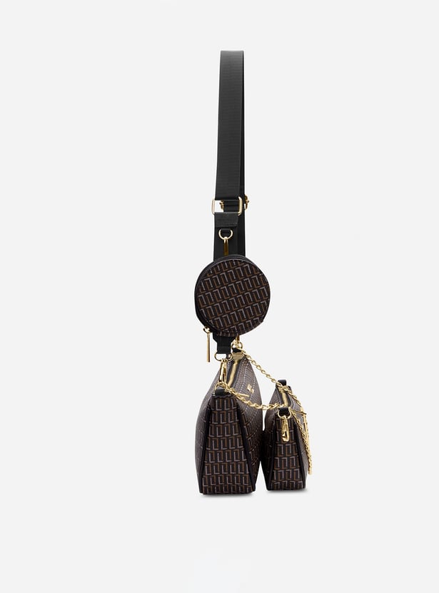 LAVIE LUXE Monogram Print Sling Bag with Coin Pocket