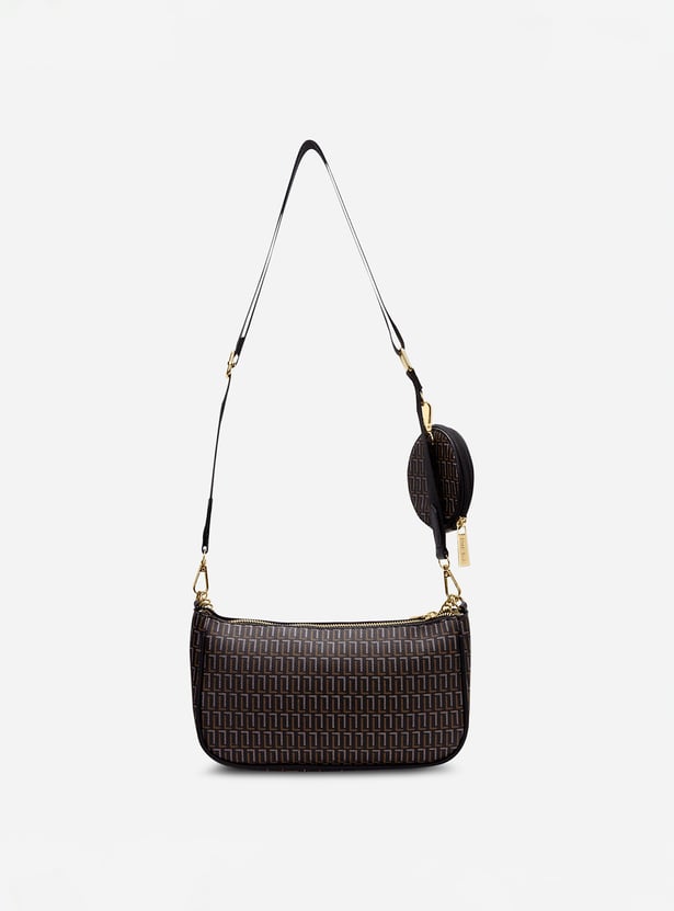 LAVIE LUXE Monogram Print Sling Bag with Coin Pocket