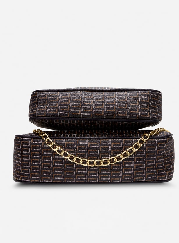 LAVIE LUXE Monogram Print Sling Bag with Coin Pocket