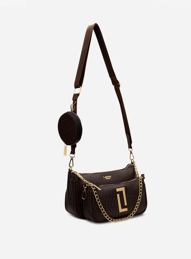 LAVIE LUXE Monogram Print Sling Bag with Vanity Pouch