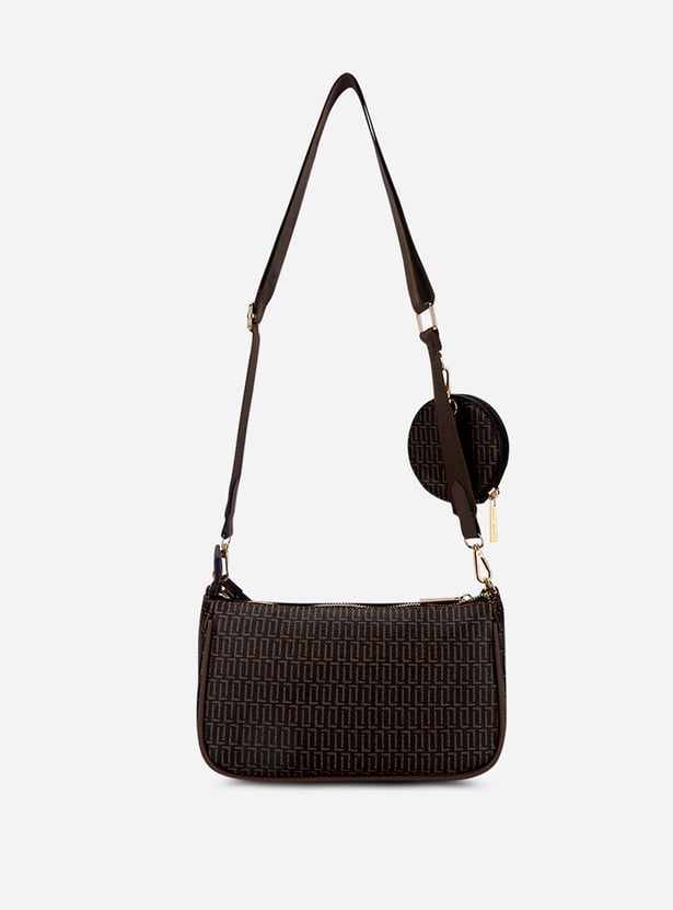 LAVIE LUXE Monogram Print Sling Bag with Vanity Pouch