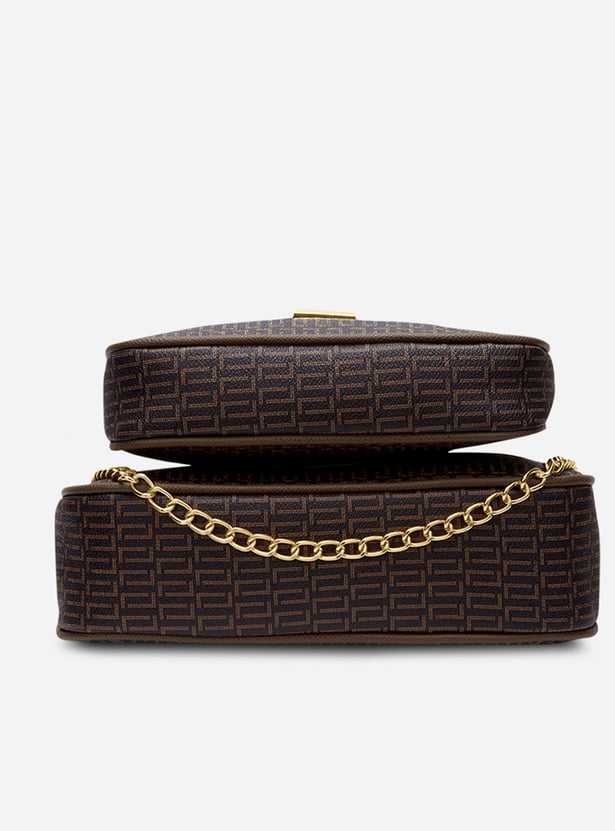 LAVIE LUXE Monogram Print Sling Bag with Vanity Pouch