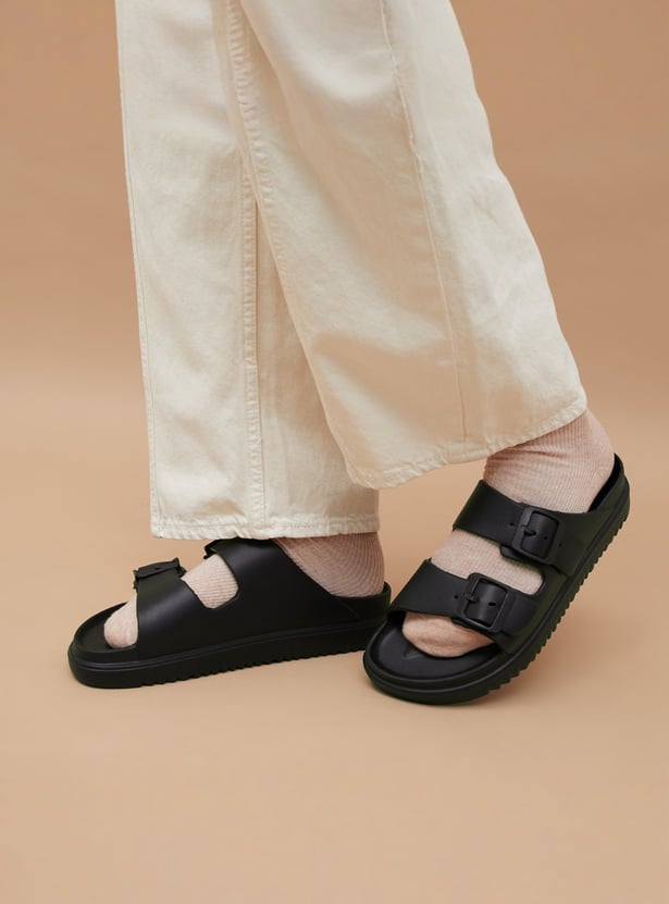 GINGER Solid Double Strap Sandals