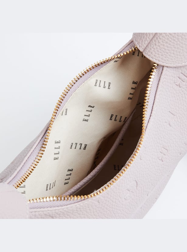 ELLE Debossed Crescent-Shaped Bag with Charm