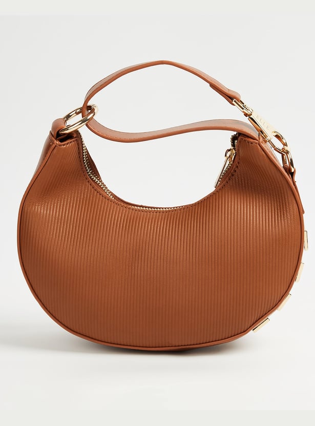 ELLE Ribbed Crescent-Shaped Sling Bag