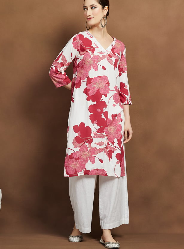 MELANGE Floral Print Straight Kurta