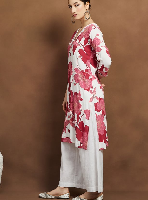 MELANGE Floral Print Straight Kurta