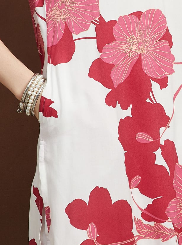 MELANGE Floral Print Straight Kurta