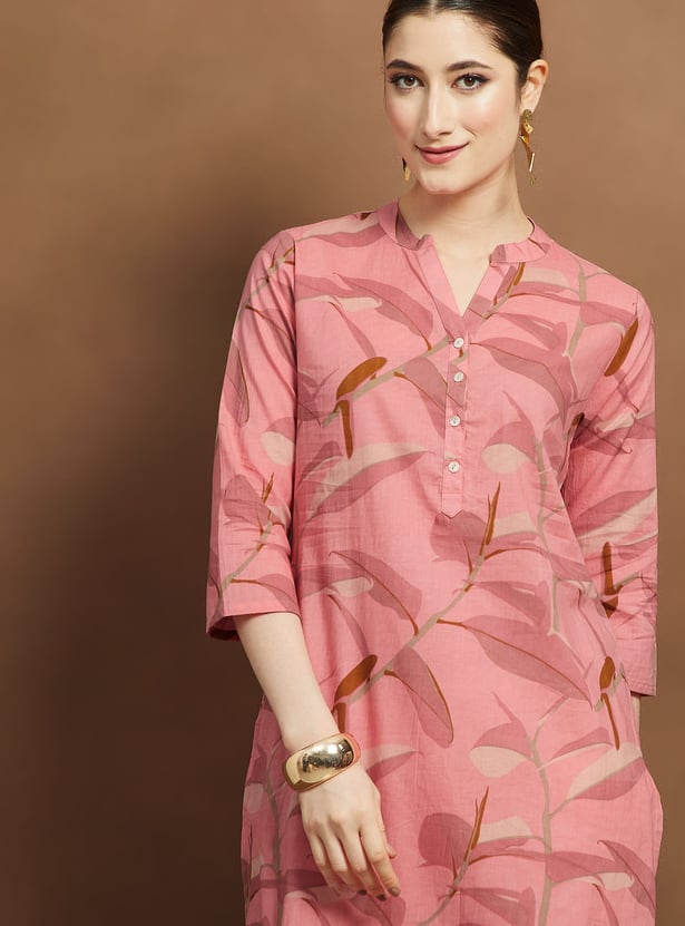 MELANGE Leaf Print Straight Kurta