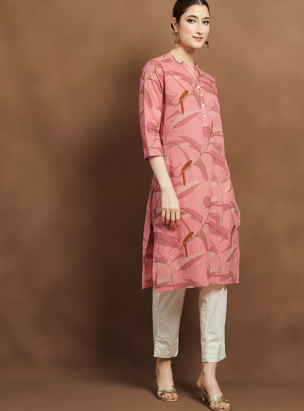 MELANGE Leaf Print Straight Kurta