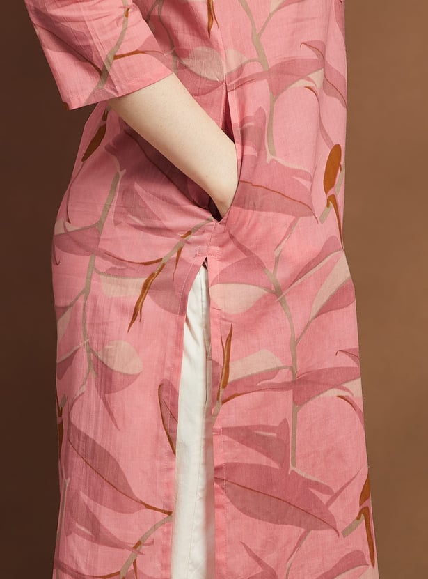 MELANGE Leaf Print Straight Kurta