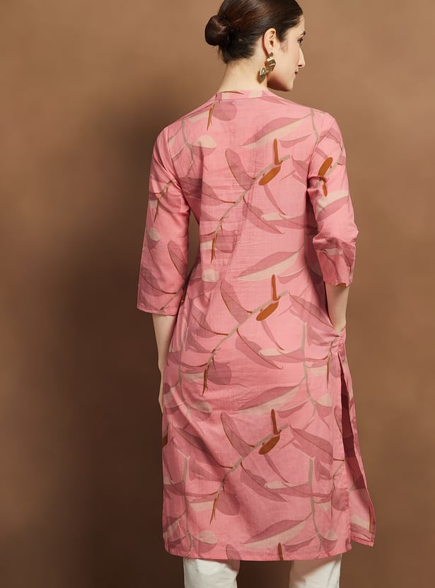 MELANGE Leaf Print Straight Kurta