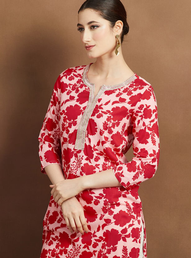 MELANGE Floral Print Straight Kurta