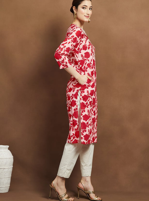 MELANGE Floral Print Straight Kurta