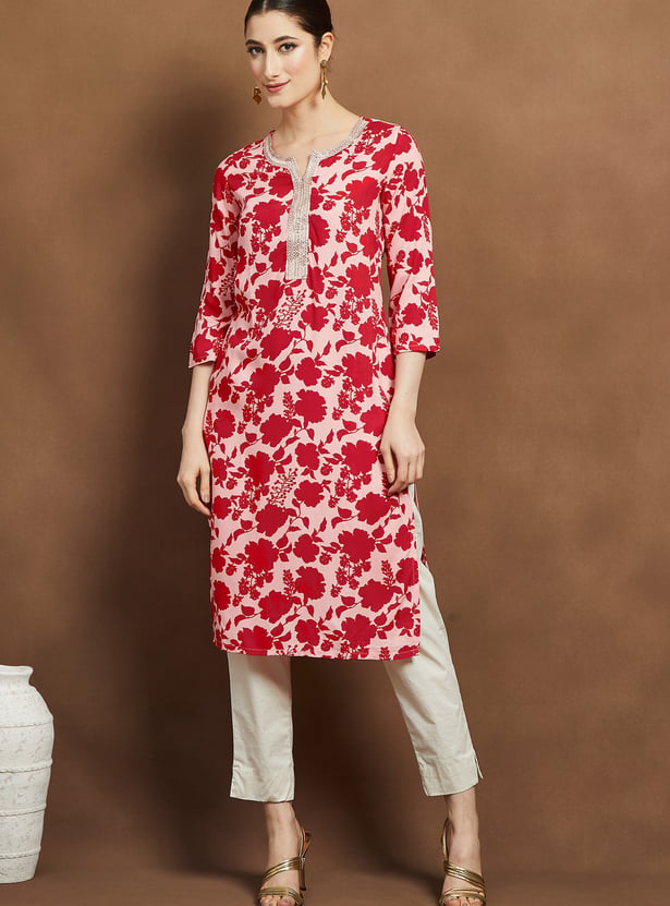 MELANGE Floral Print Straight Kurta