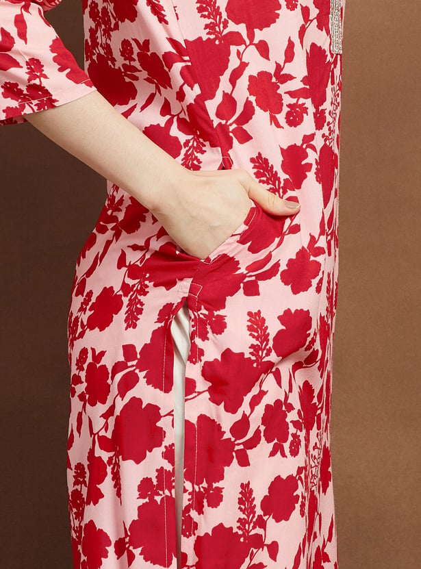 MELANGE Floral Print Straight Kurta