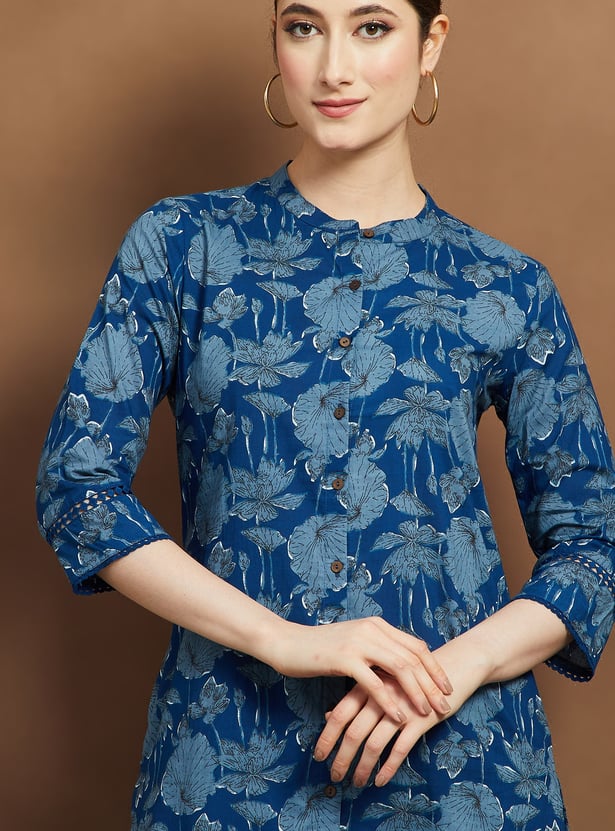 MELANGE Floral Print Straight Kurta Set