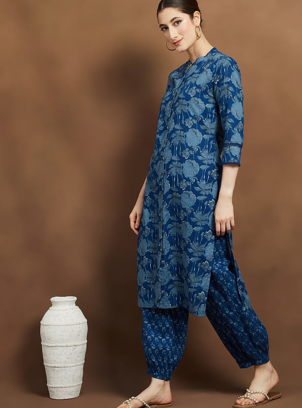 MELANGE Floral Print Straight Kurta Set