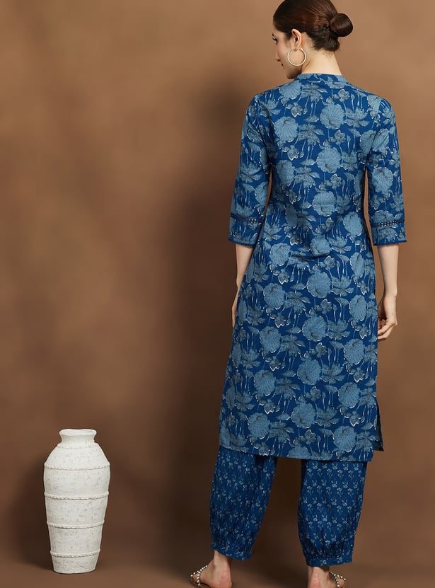 MELANGE Floral Print Straight Kurta Set
