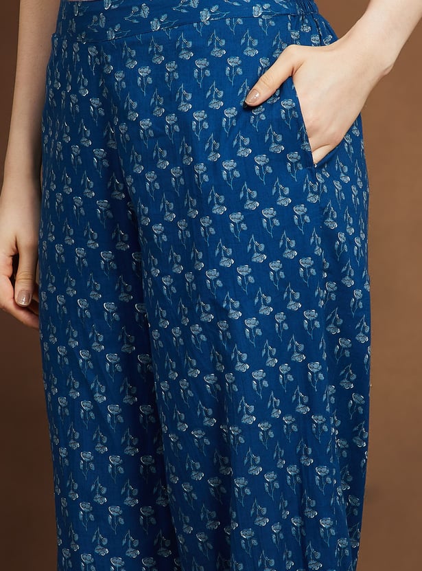 MELANGE Floral Print Straight Kurta Set