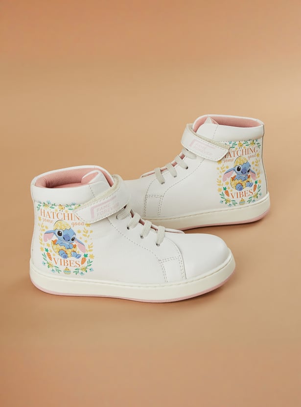 FAME FOREVER Girls Lilo & Stitch Print High-Top Sneakers