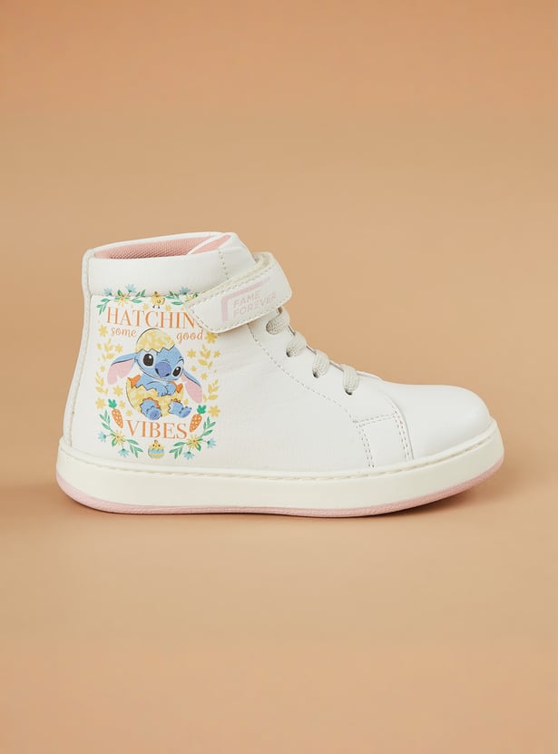 FAME FOREVER Girls Lilo & Stitch Print High-Top Sneakers