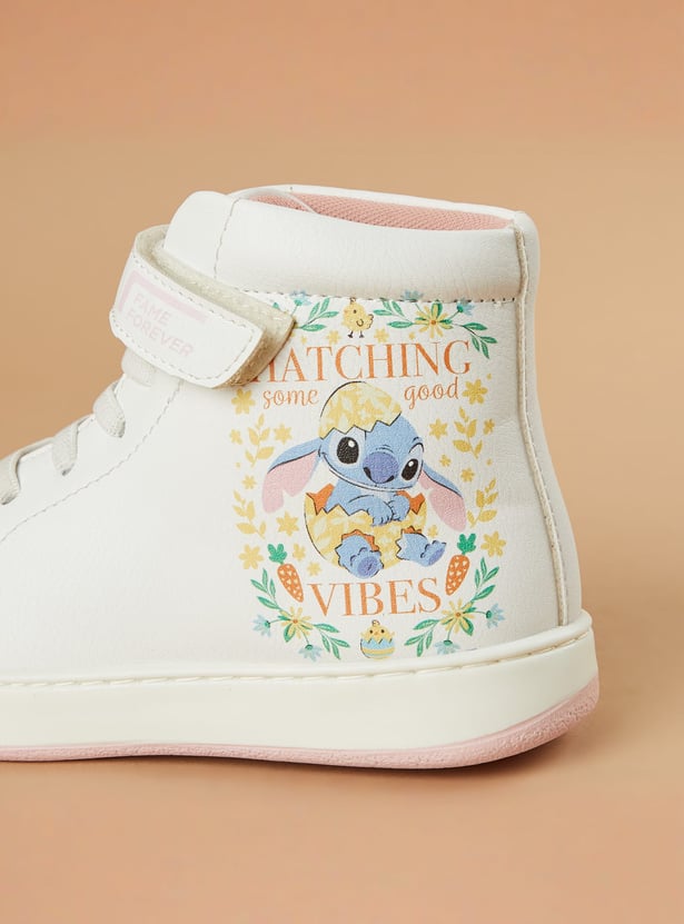 FAME FOREVER Girls Lilo & Stitch Print High-Top Sneakers