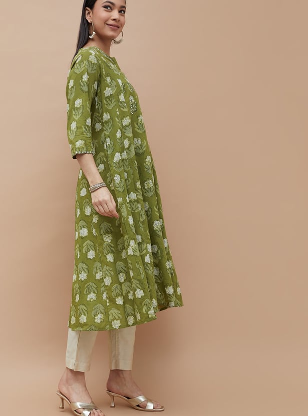MELANGE Floral Print Anarkali Kurta