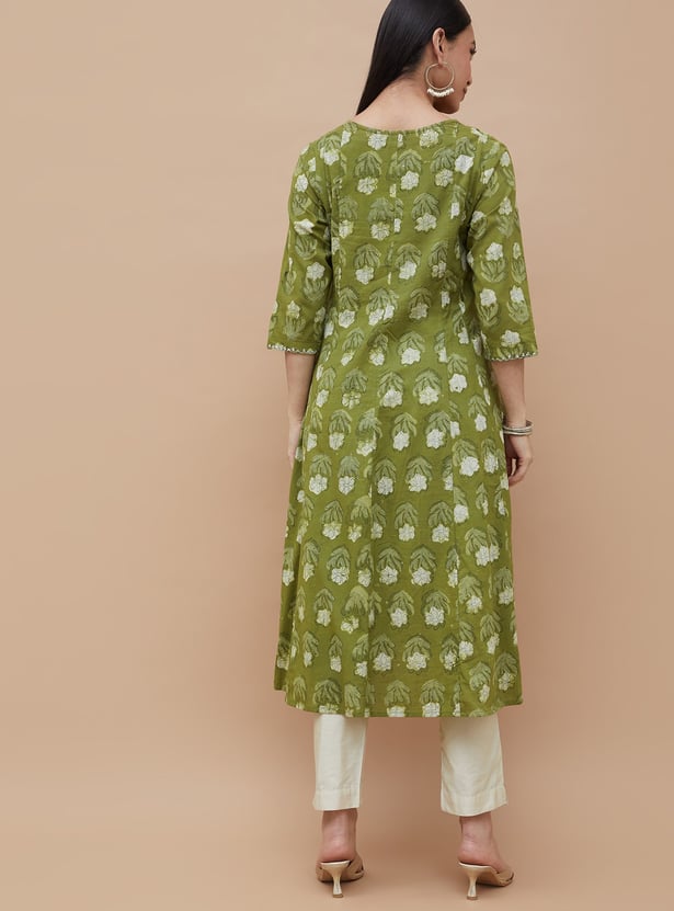 MELANGE Floral Print Anarkali Kurta