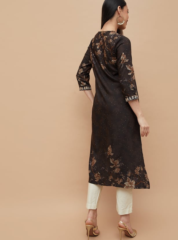 MELANGE Floral Print Straight Kurta