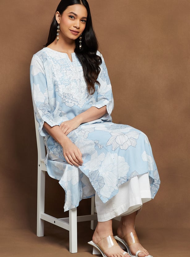 MELANGE Floral Print Straight Kurta