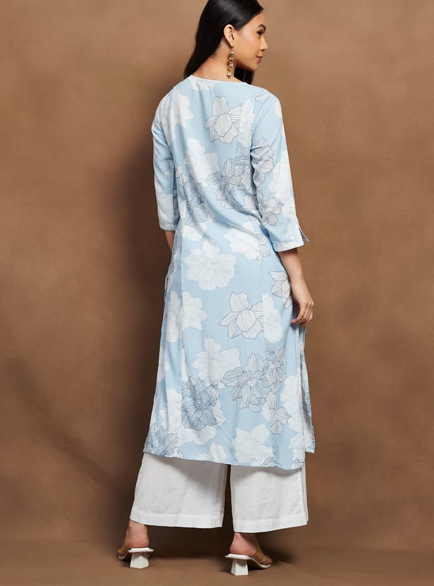MELANGE Floral Print Straight Kurta