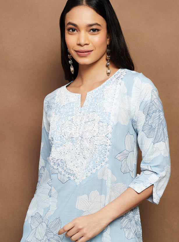 MELANGE Floral Print Straight Kurta
