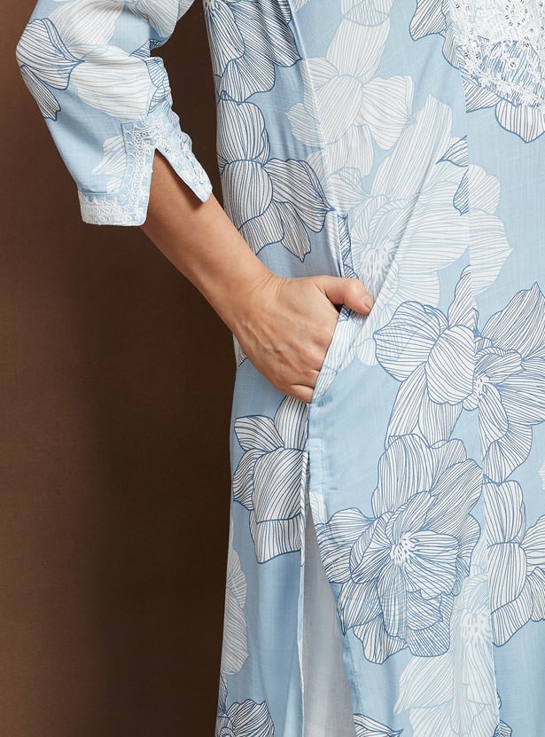 MELANGE Floral Print Straight Kurta