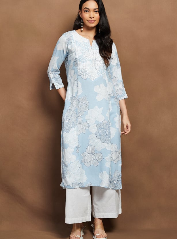 MELANGE Floral Print Straight Kurta